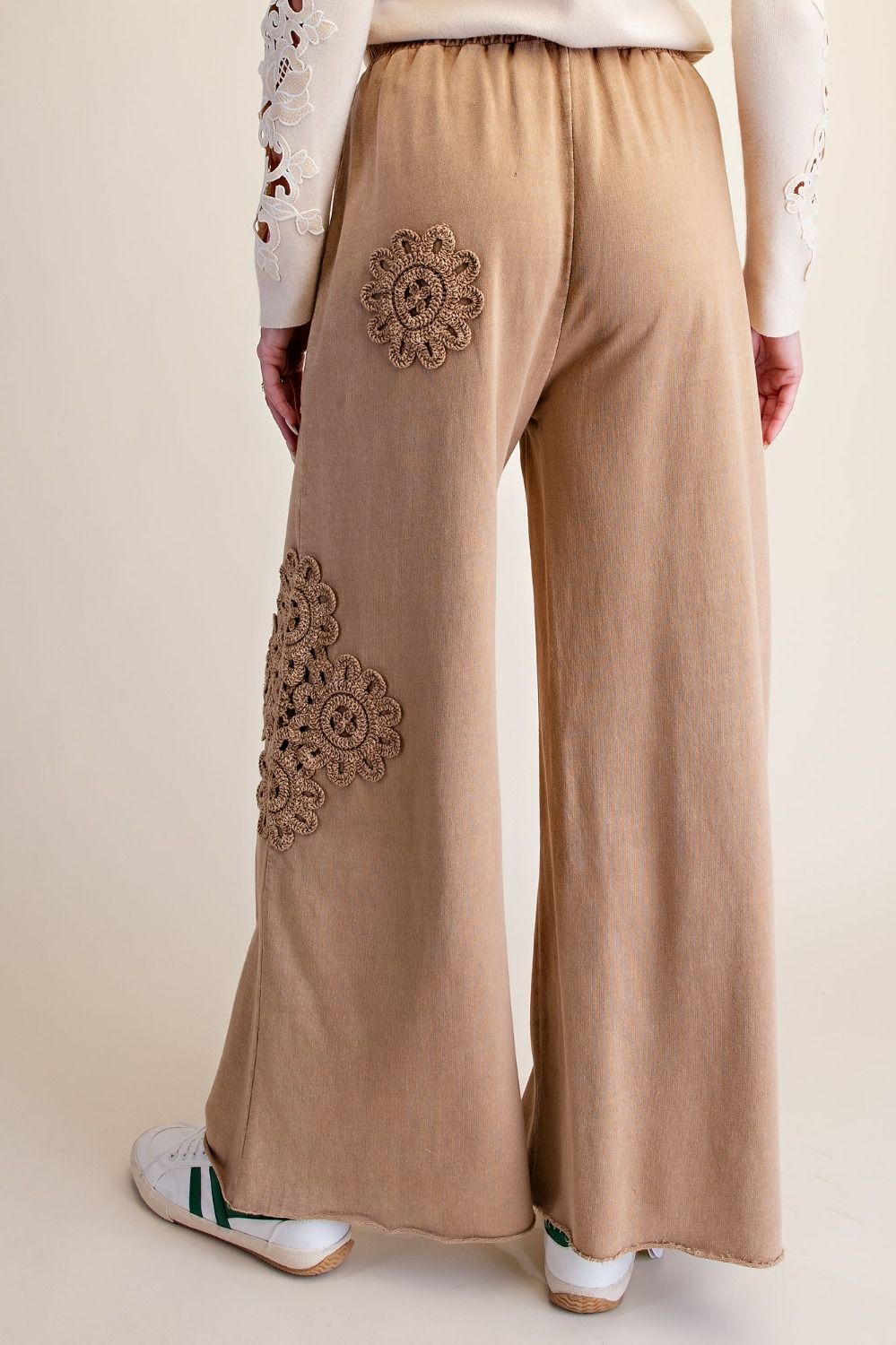 Mocha Cotton Crochet Pants