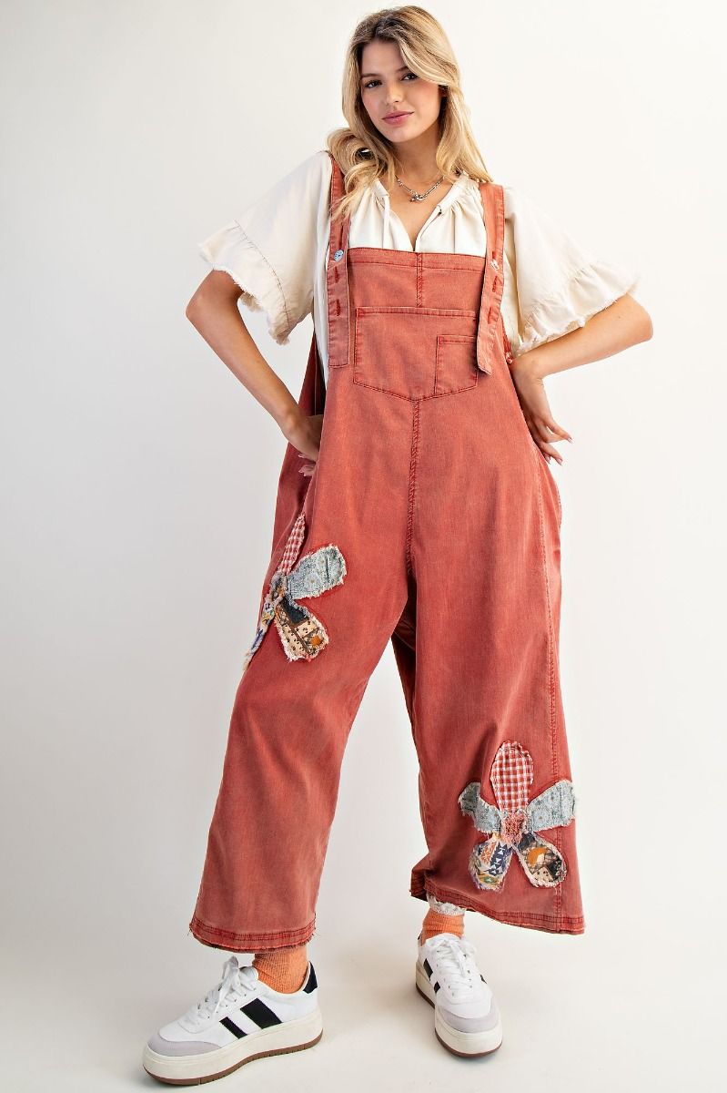 Flower Patch Boho Red Overalls