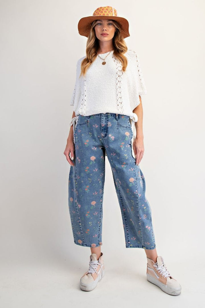 Sweet Pea Floral Blue Pants