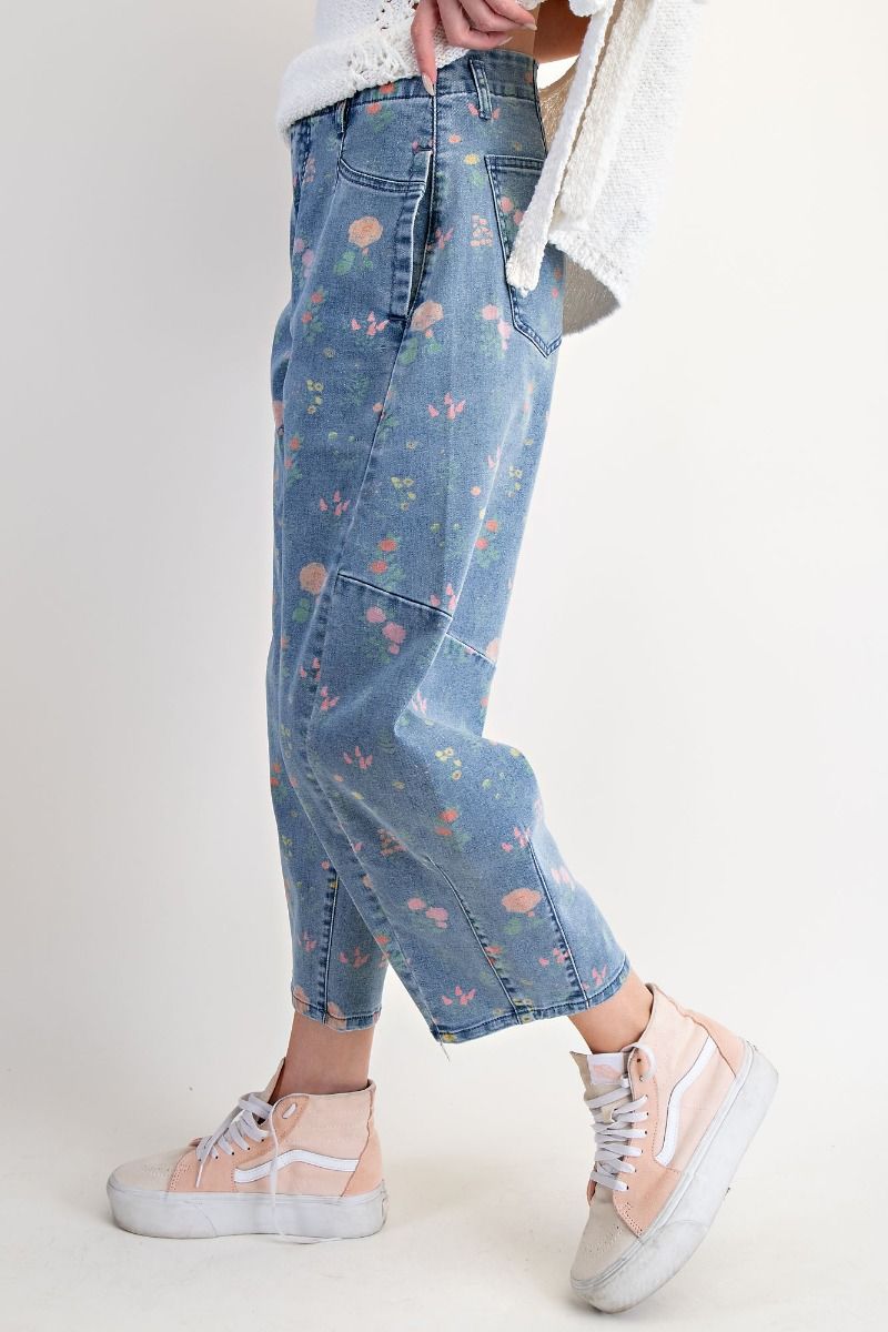 Sweet Pea Floral Blue Pants