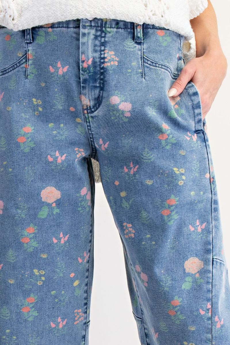 Sweet Pea Floral Blue Pants