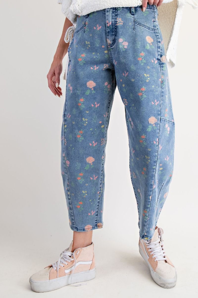Sweet Pea Floral Blue Pants
