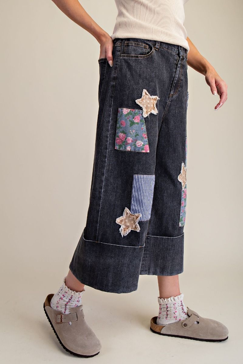 Rose Patch Crop Jeans