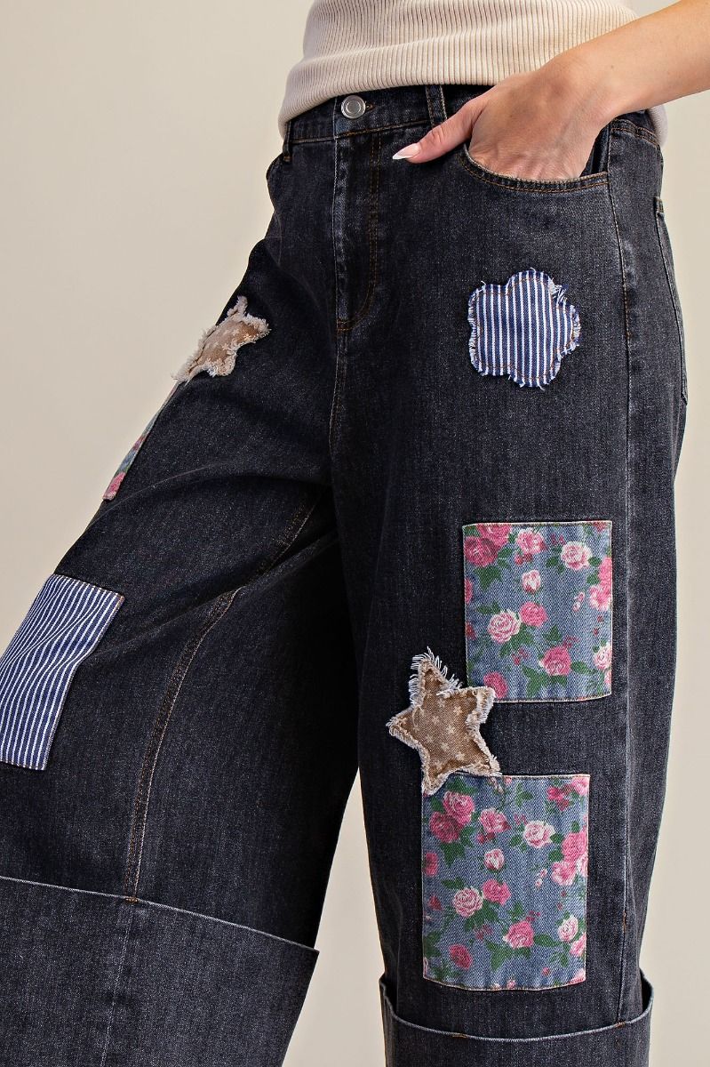 Rose Patch Crop Jeans