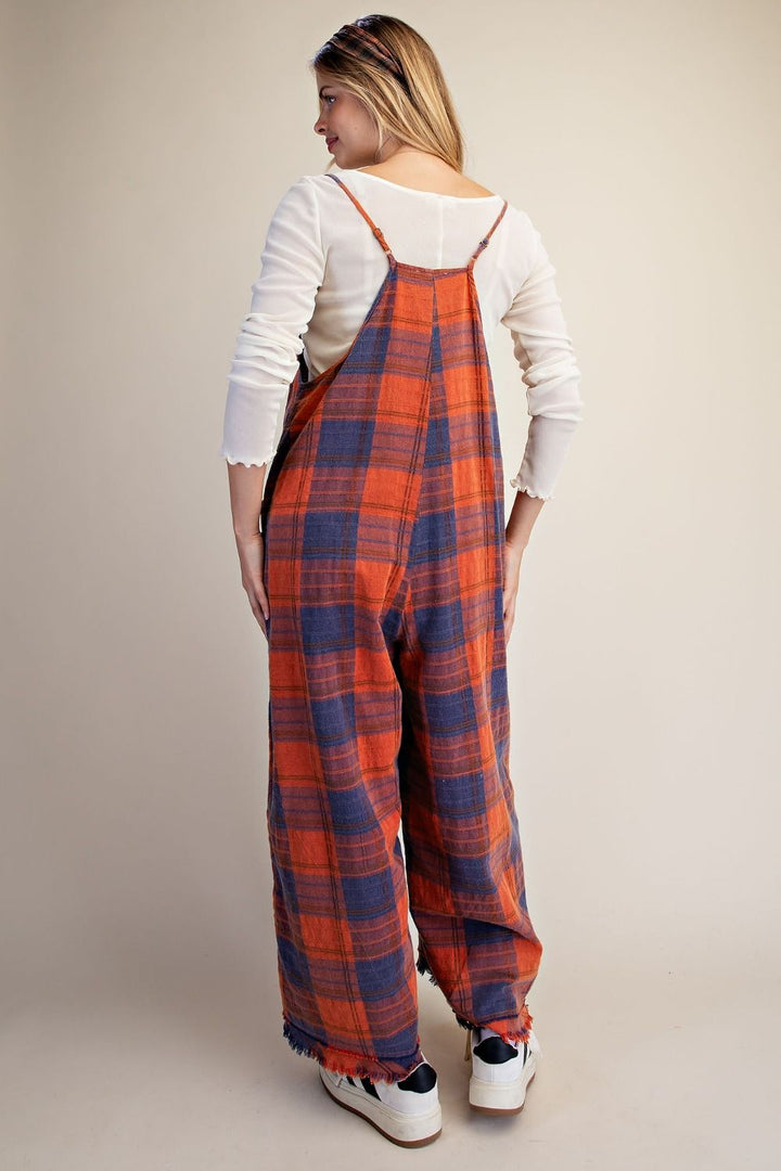 Autumn Plaid Cotton Overalls