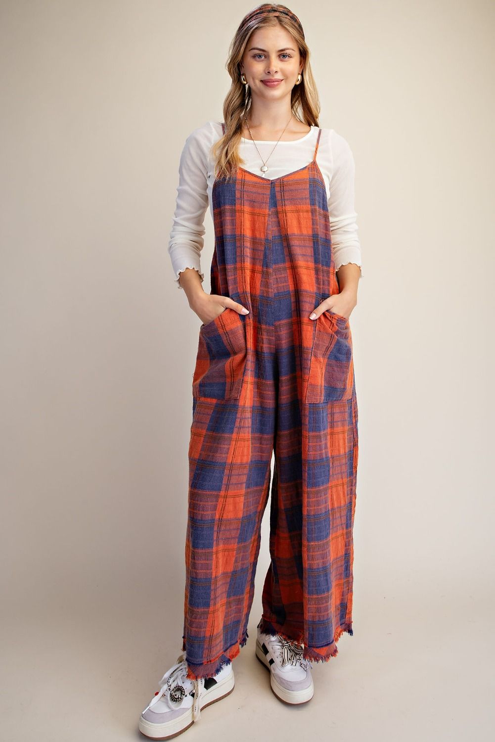 Autumn Plaid Cotton Overalls