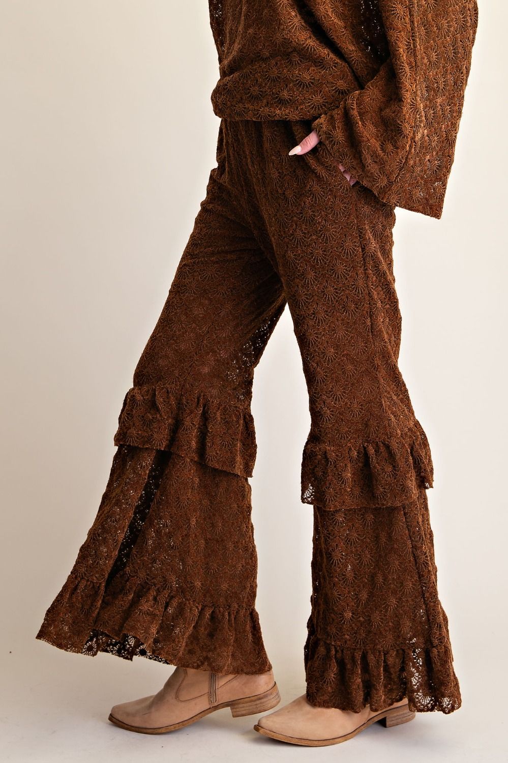 Chocolate Burnout Velvet Pants