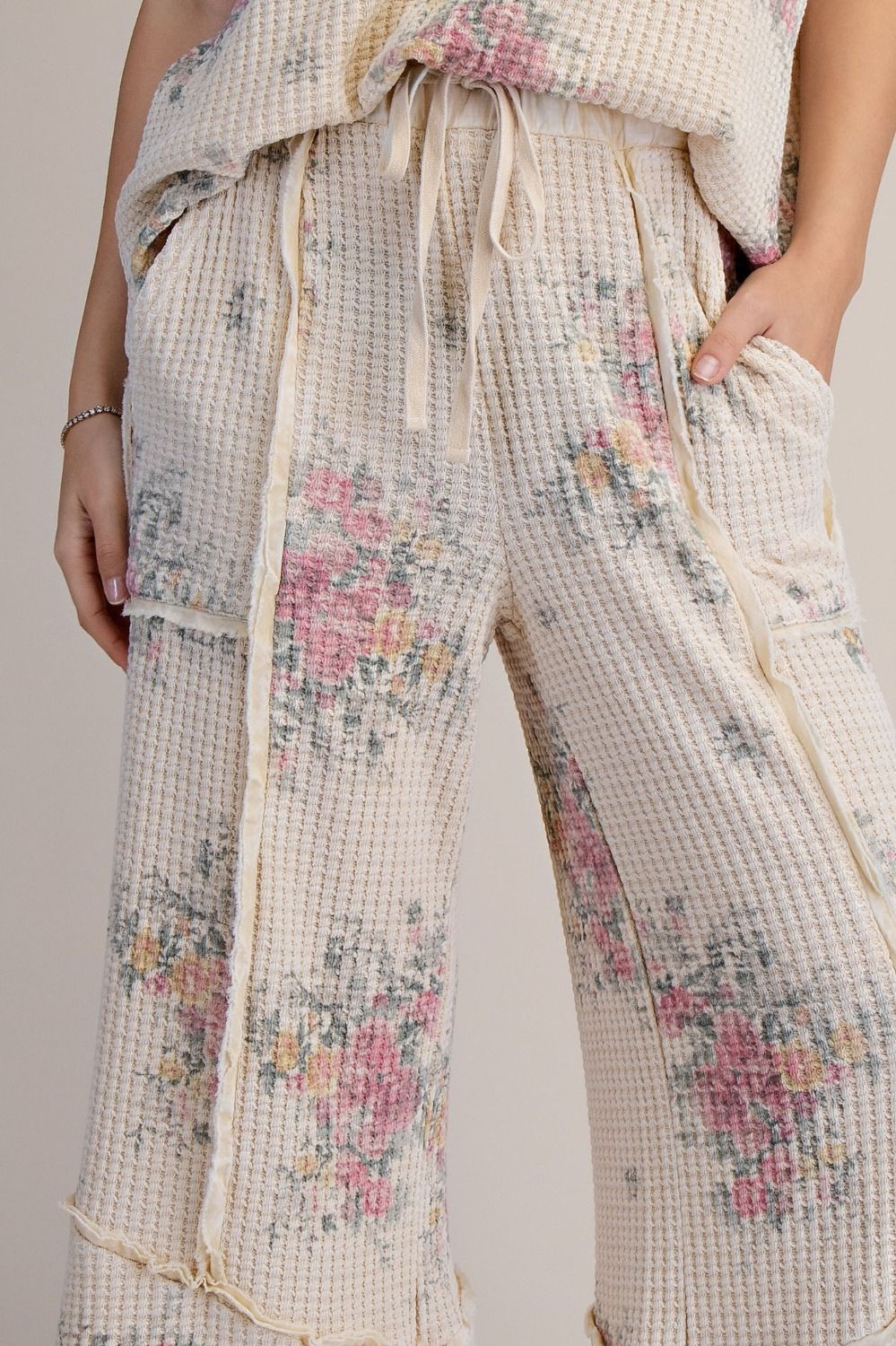 Flower Market Cream Waffle Pants