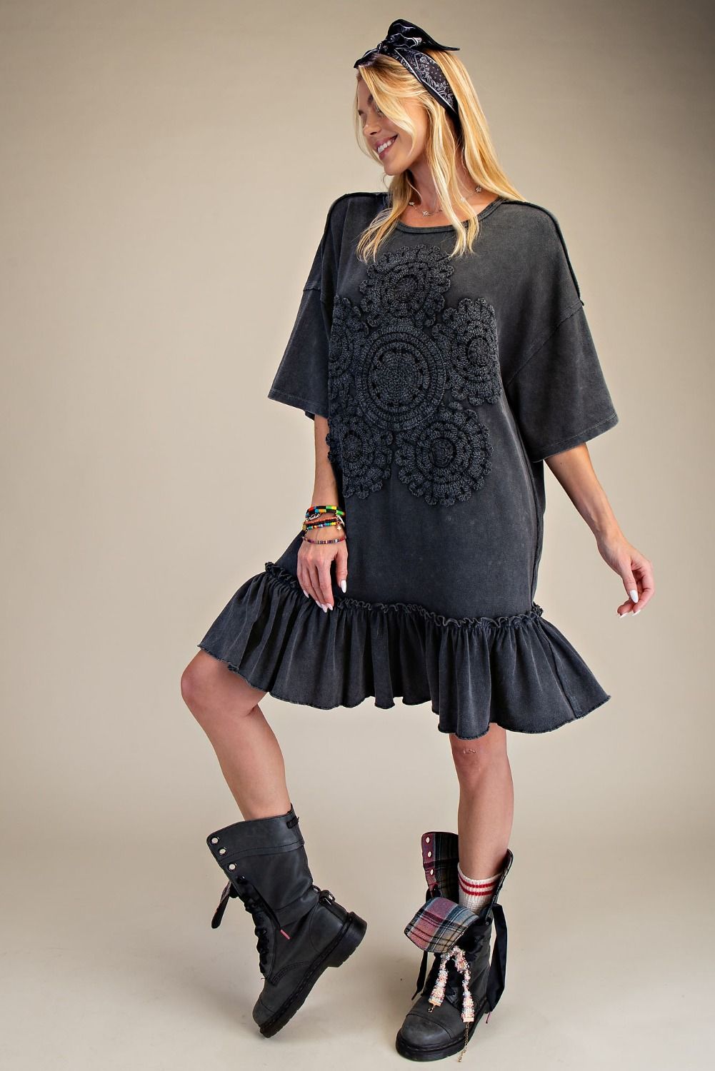 Crochet Charm Ruffle Dress