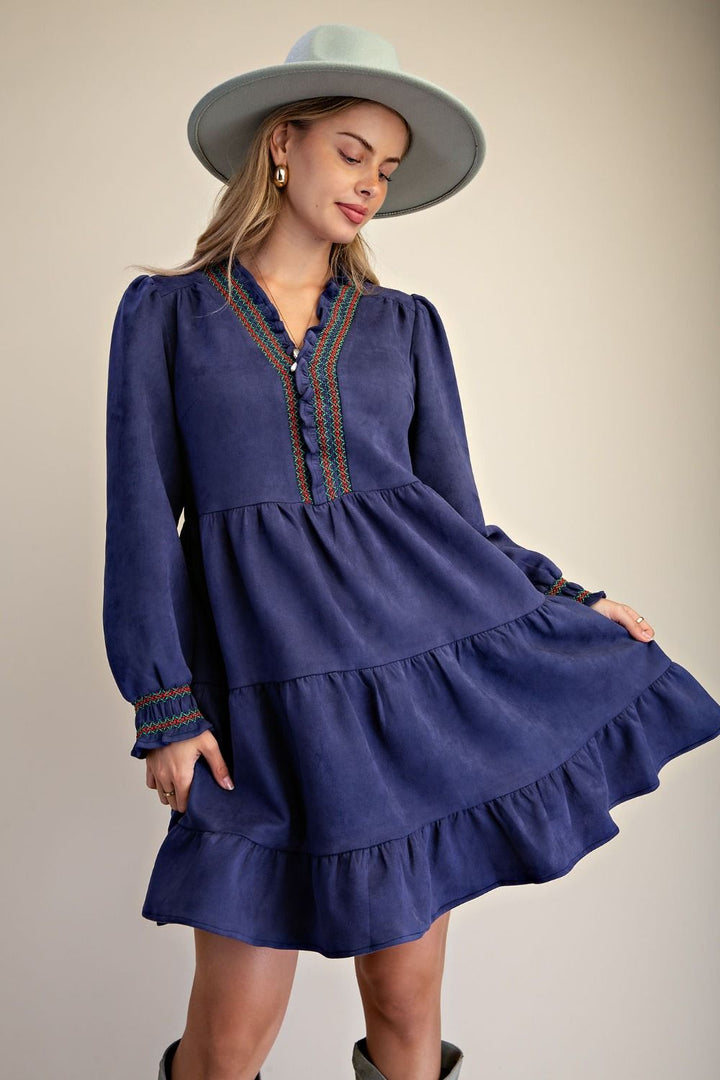 Folk Song Suede Dress