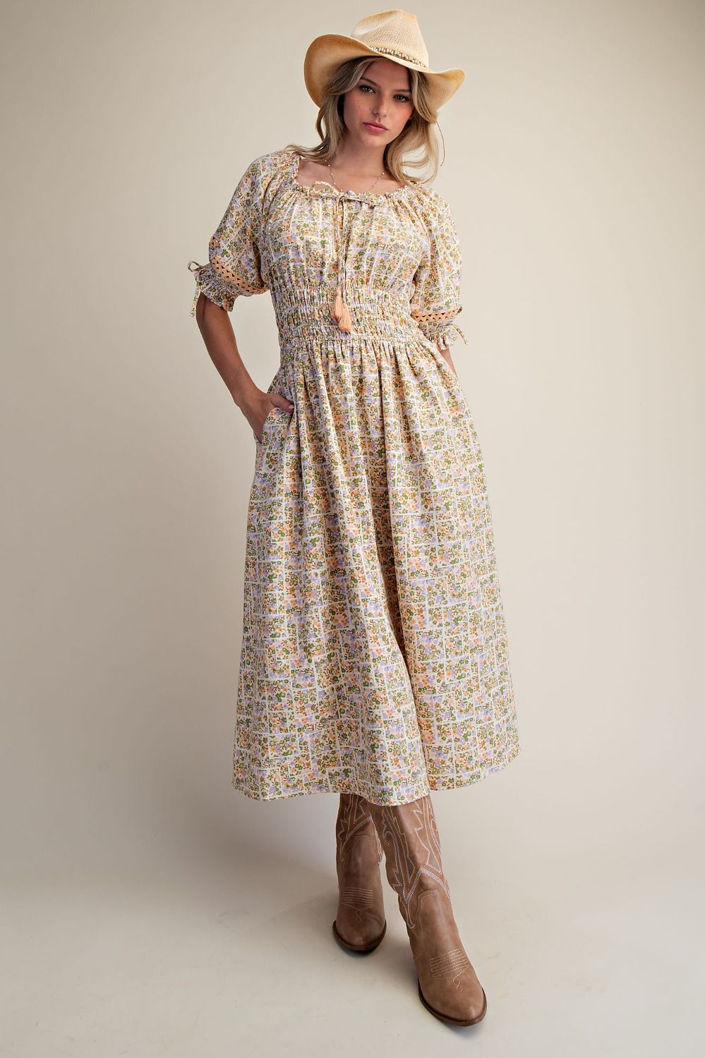 Sunrise Blooms Cotton Maxi Dress