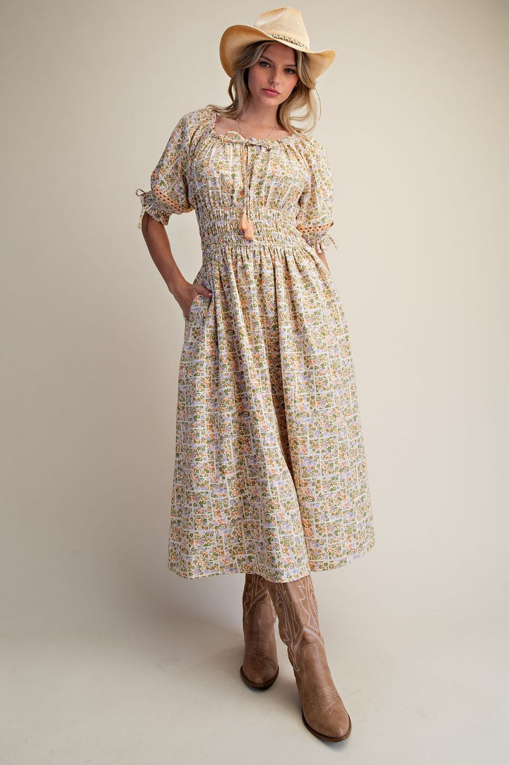 Sunrise Blooms Cotton Maxi Dress