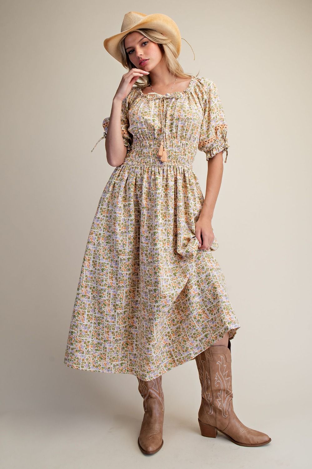 Sunrise Blooms Cotton Maxi Dress