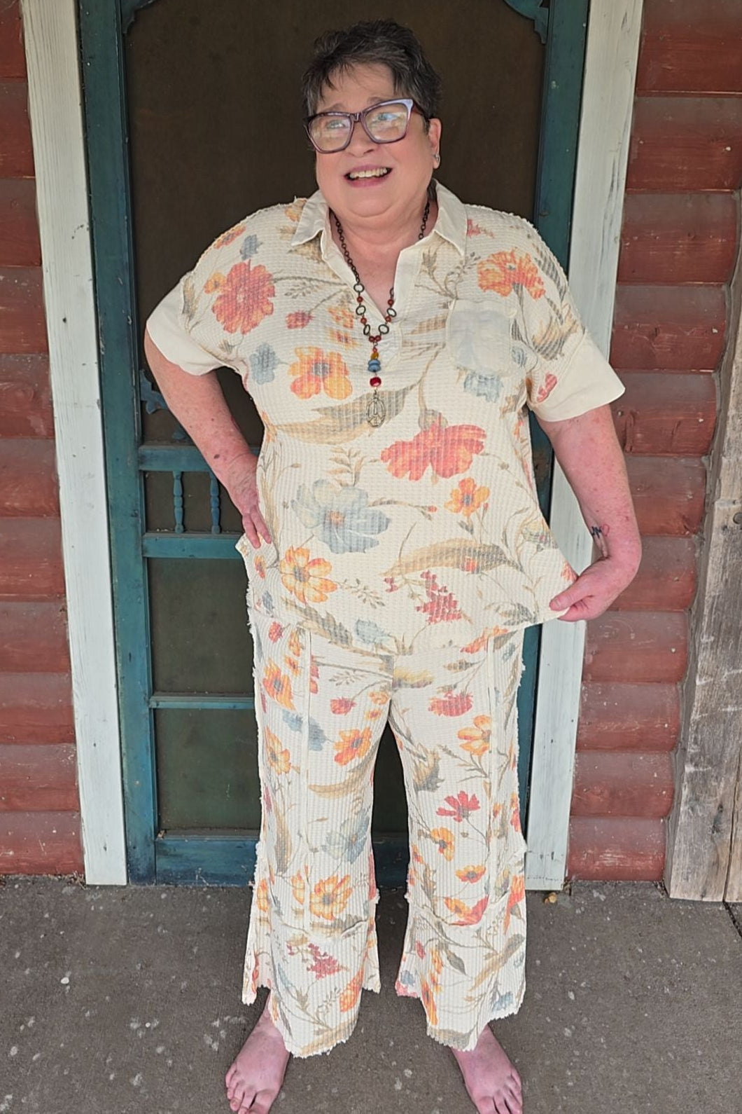 Flower Market Amber Waffle Top