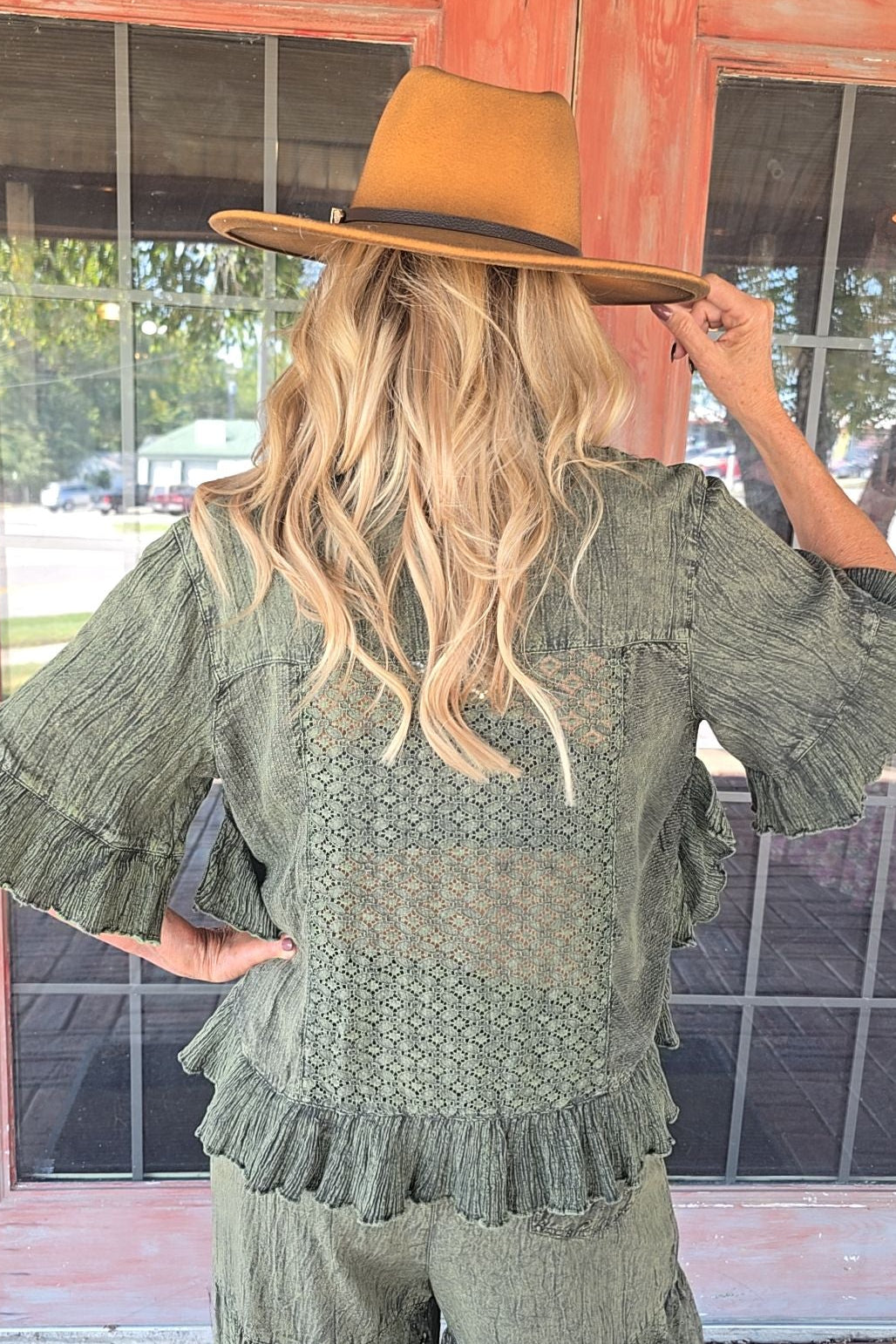 Sweetwater Ruffle Basil Blouse
