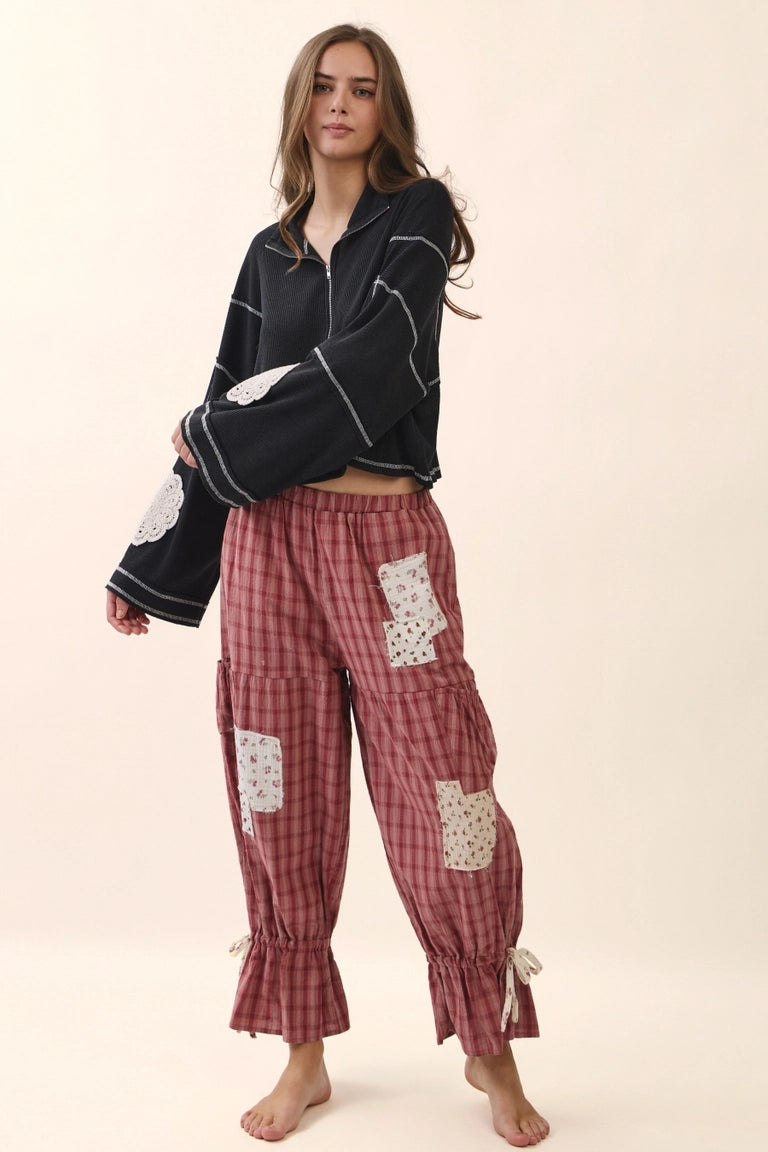 Rich Cherry Patchwork Pants