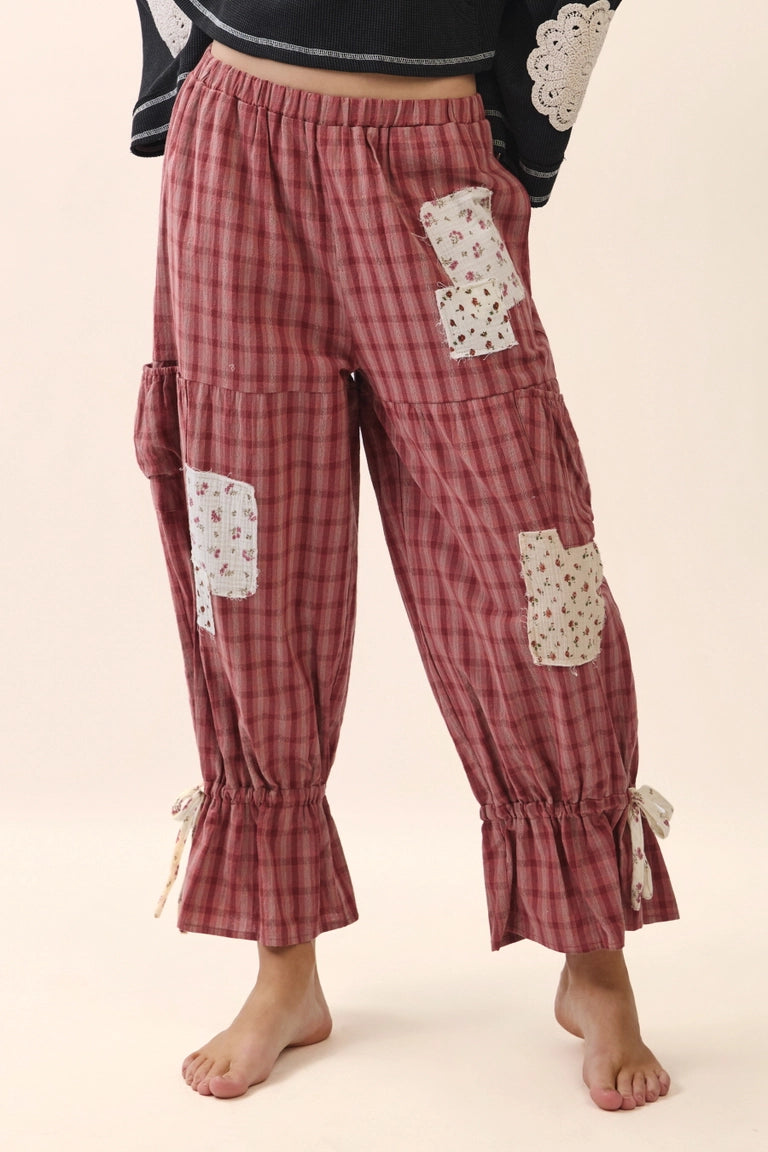 Rich Cherry Patchwork Pants