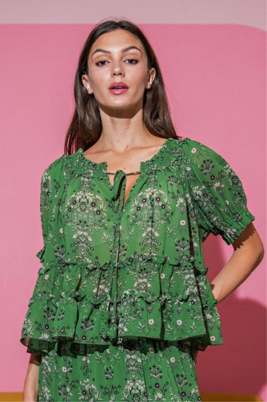 Enchanted Garden Ruffle Top