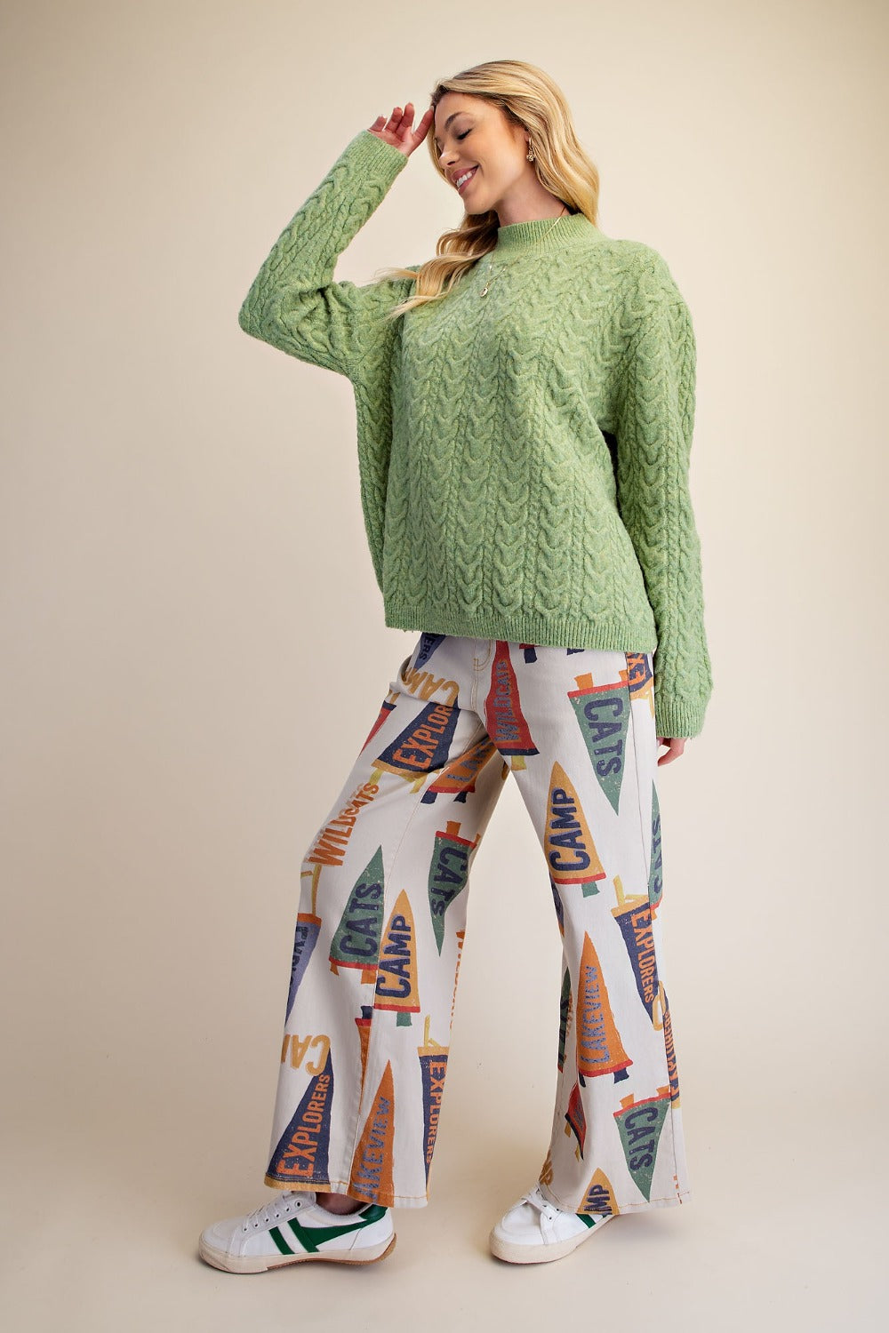 Morning Matcha Cable Knit Sweater