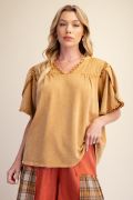 Camel Cotton Casual Top