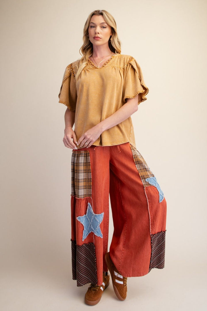 Camel Cotton Casual Top