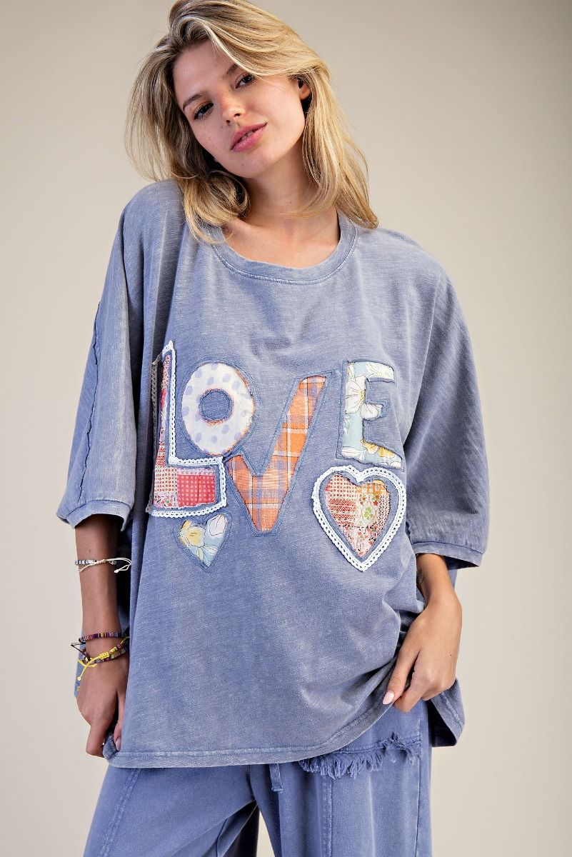 Faded Denim Love Top