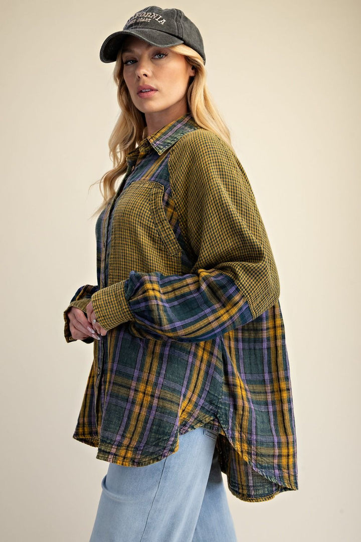 Golden Tide Plaid Top
