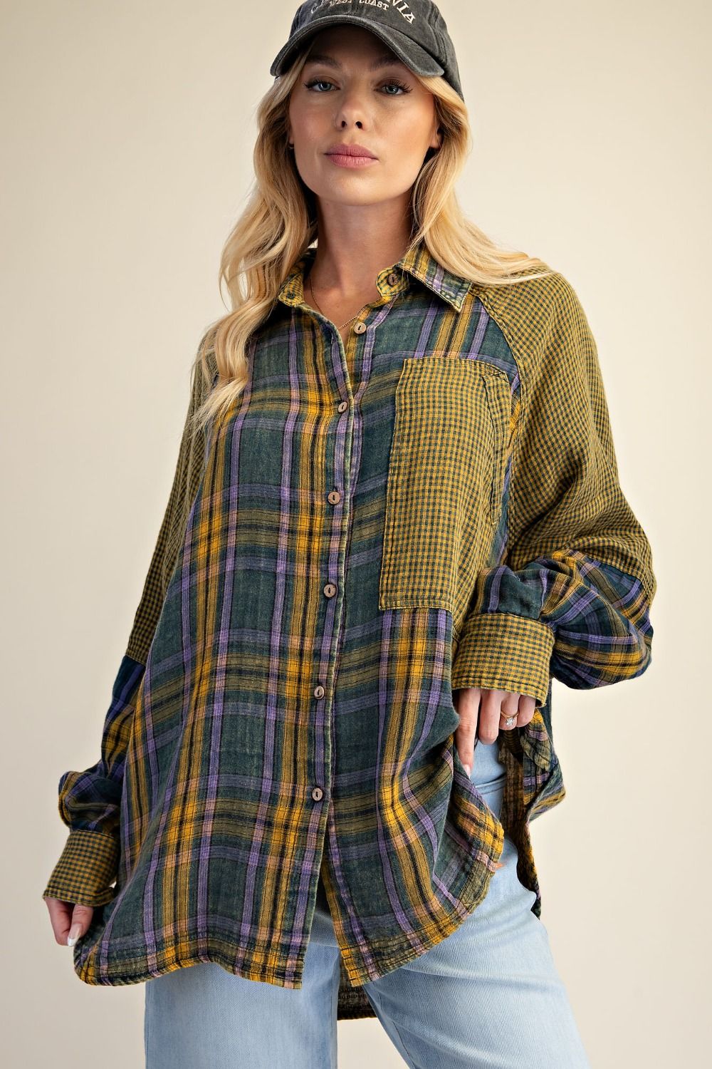 Golden Tide Plaid Top