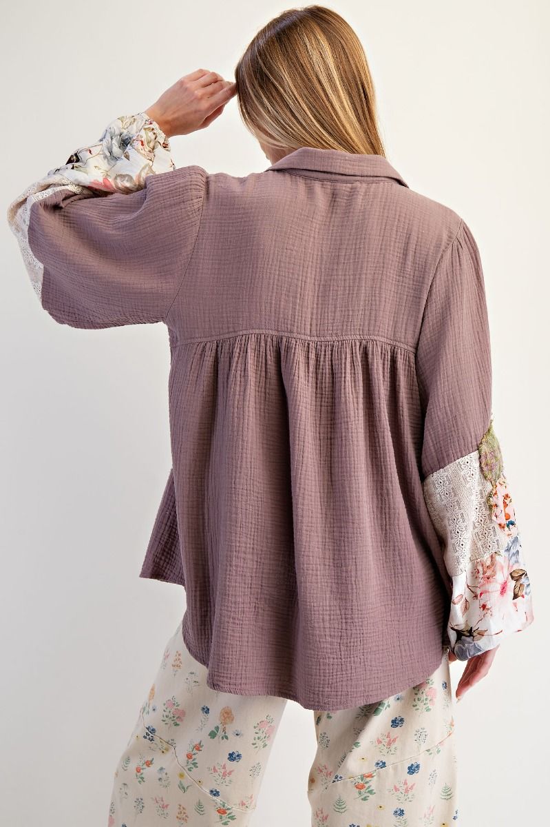 Mocha Blossom Lace Blouse