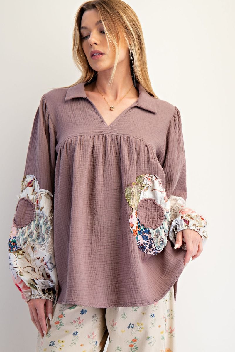 Mocha Blossom Lace Blouse
