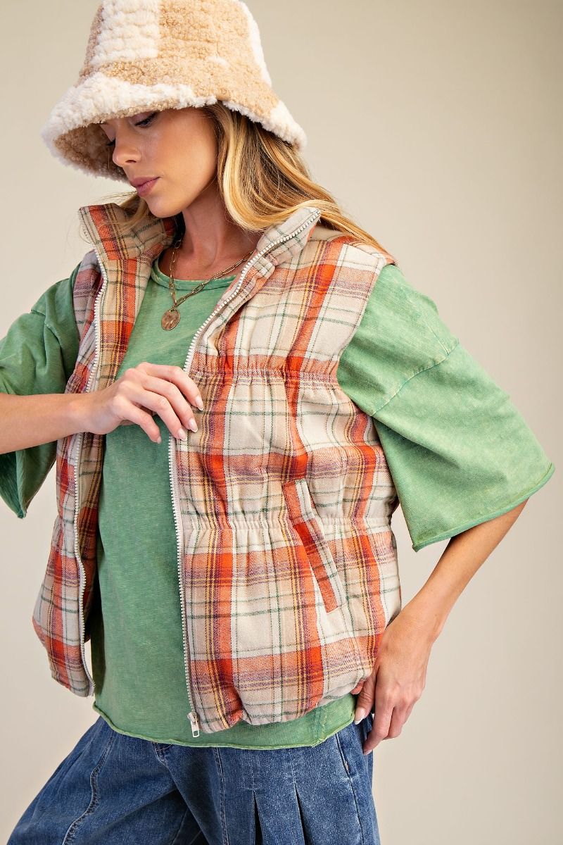 Cinnamon Spice Plaid Vest