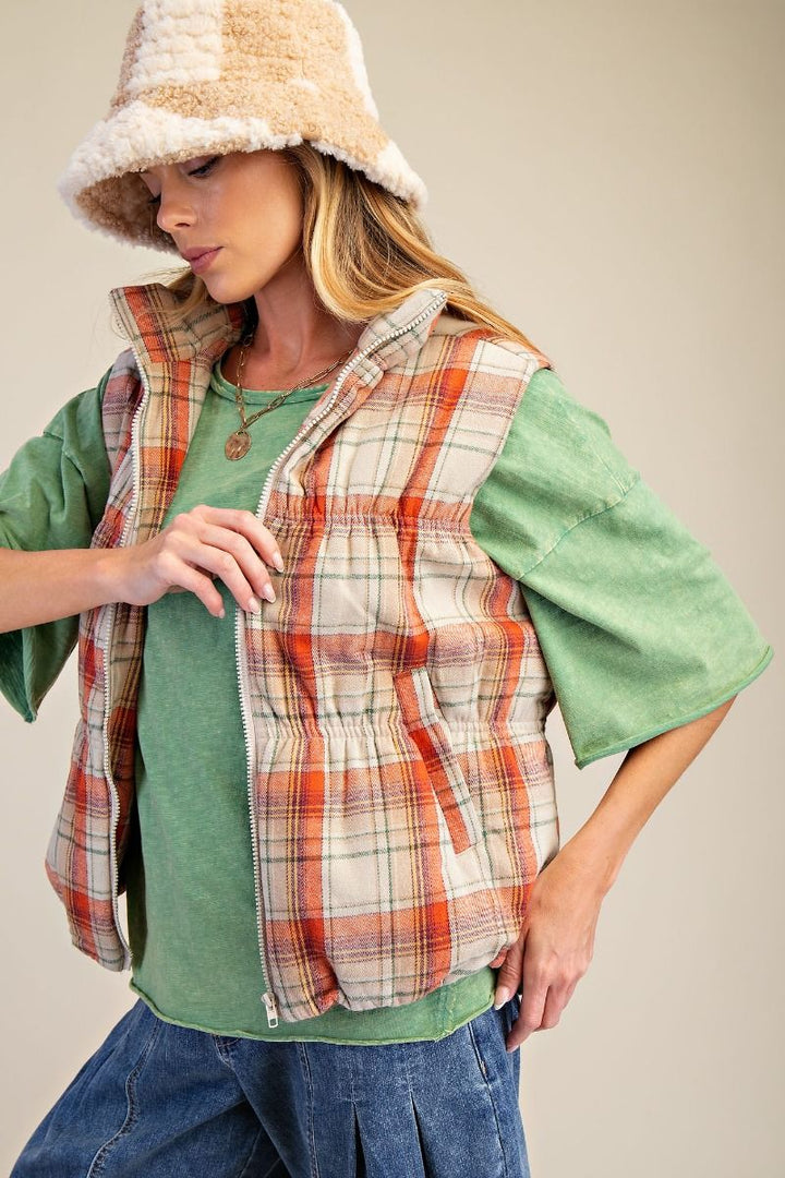 Cinnamon Spice Plaid Vest