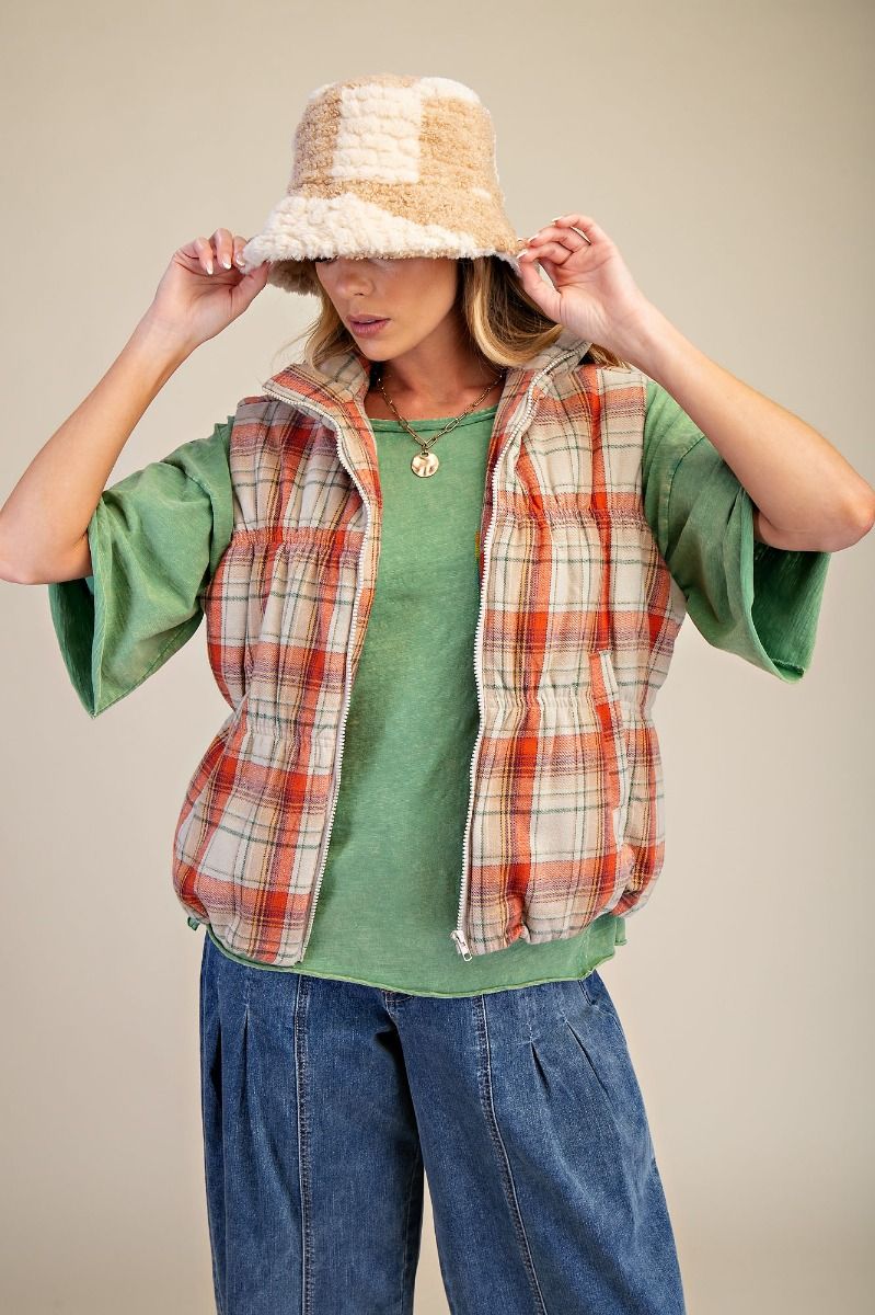 Cinnamon Spice Plaid Vest
