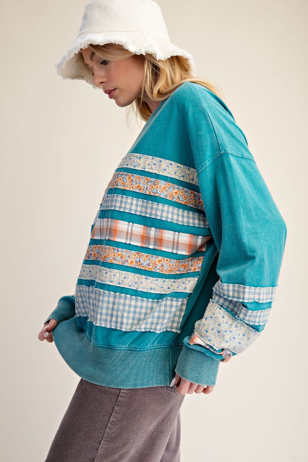 Teal Prairie Stripe Top