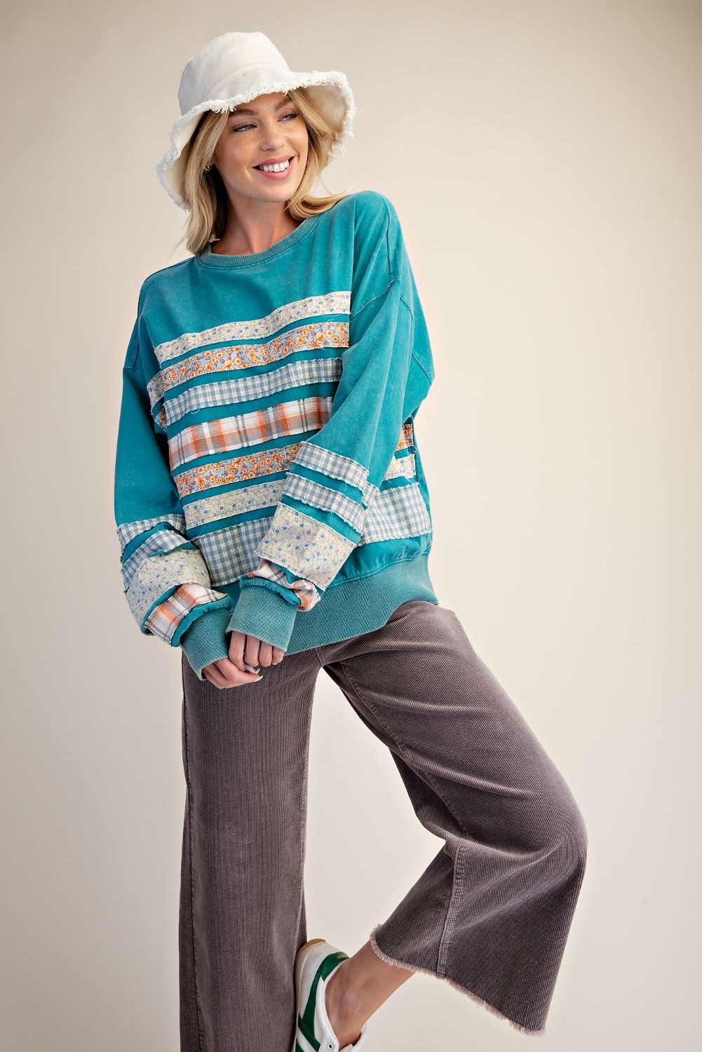 Teal Prairie Stripe Top