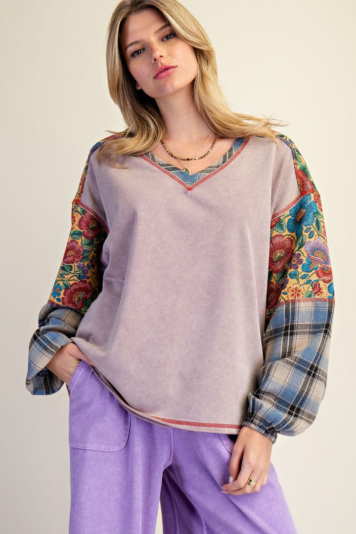 Heritage Stitch Plum Top