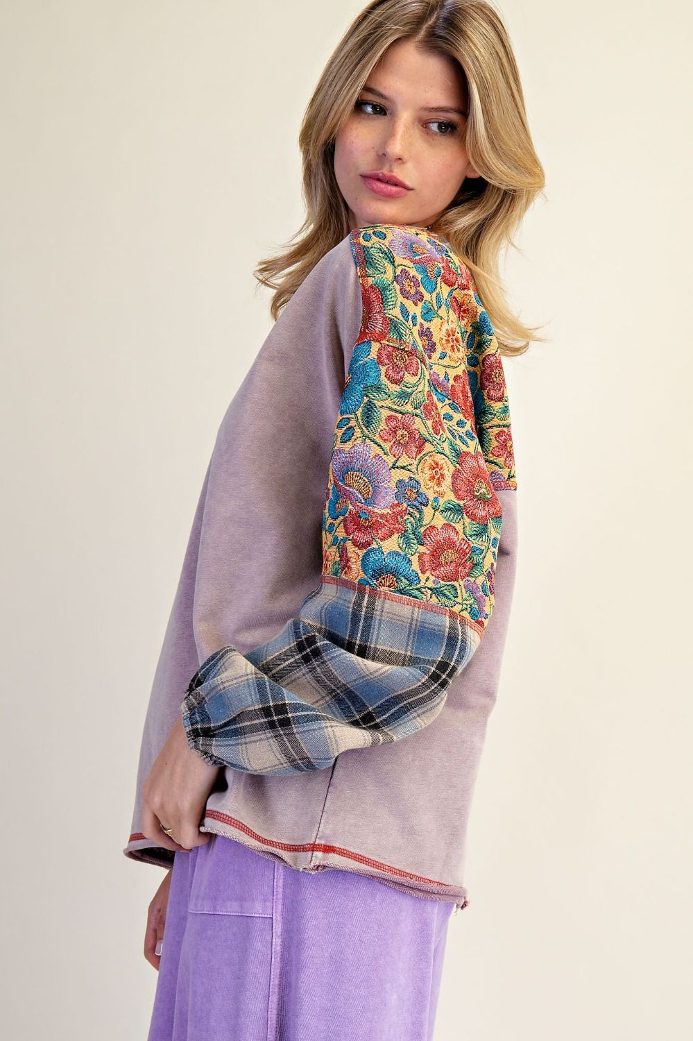 Heritage Stitch Plum Top