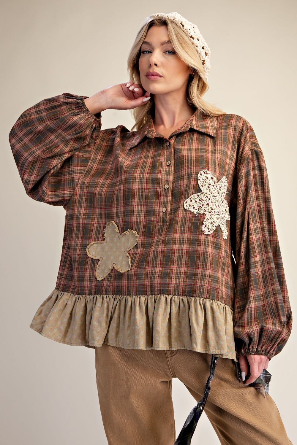Warm Woods Plaid Top