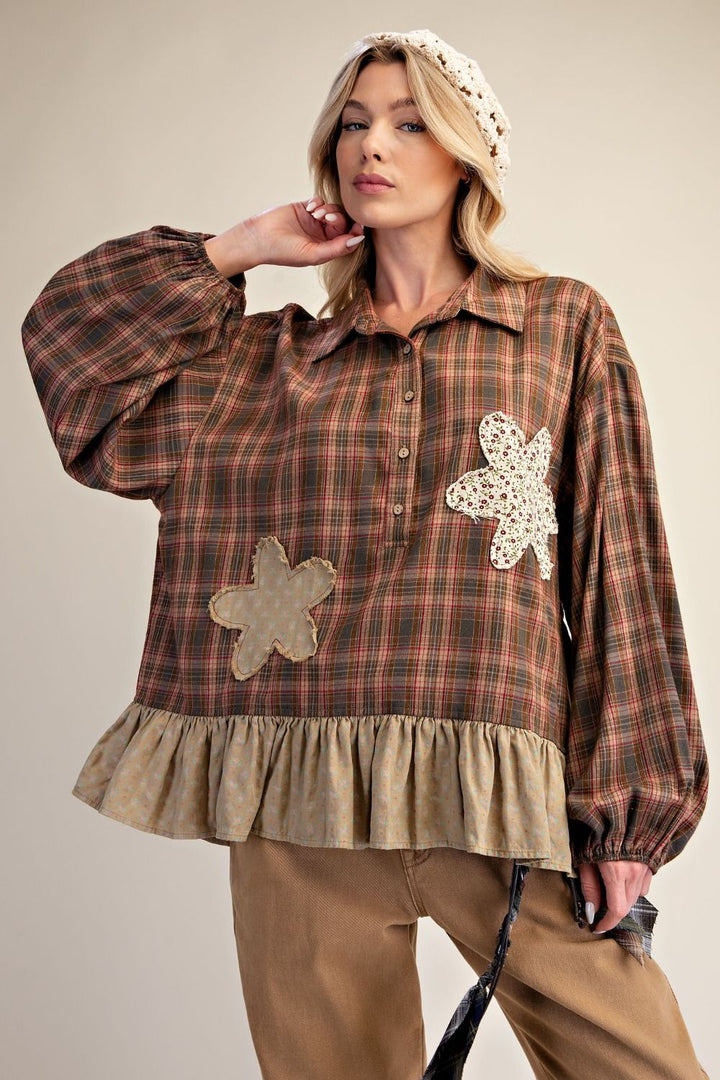 Warm Woods Plaid Top