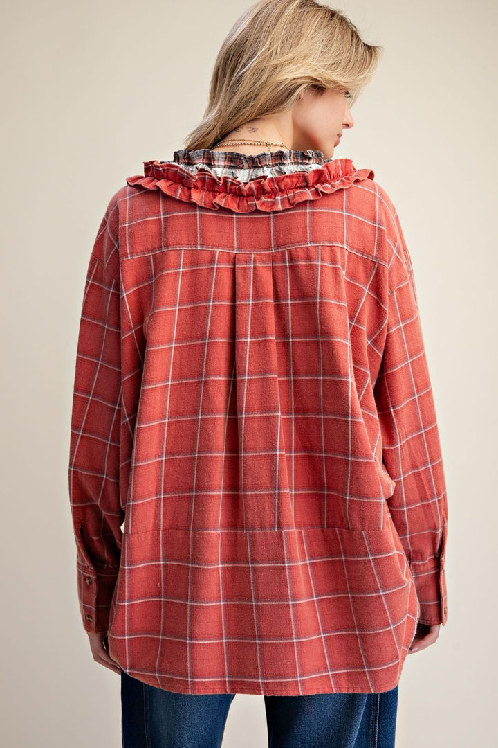 Rustic Plaid Cotton Blouse