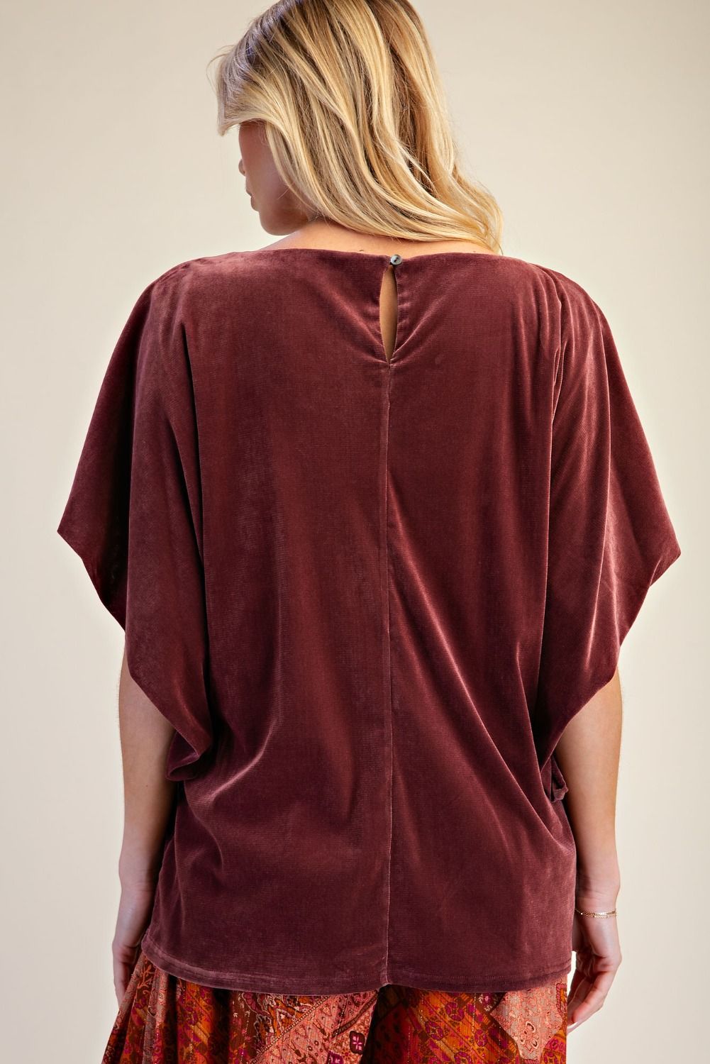 Soft Merlot Velvet Blouse