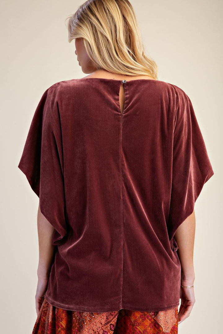 Soft Merlot Velvet Blouse