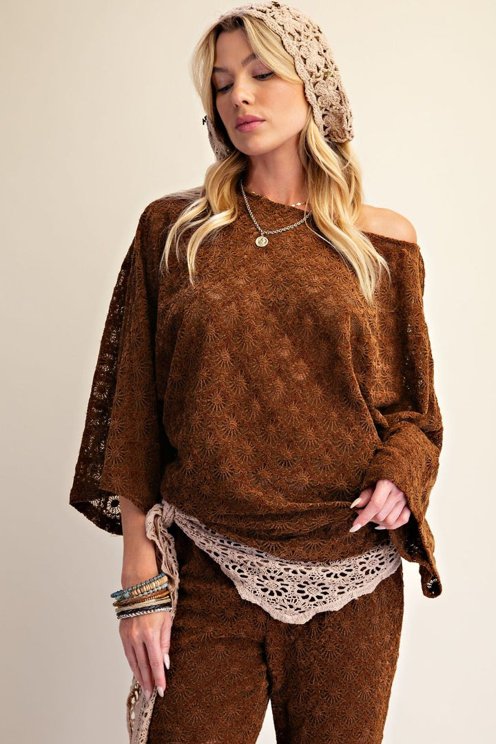 Chocolate Burnout Velvet Top