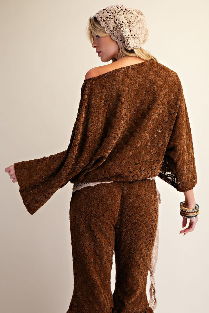 Chocolate Burnout Velvet Top