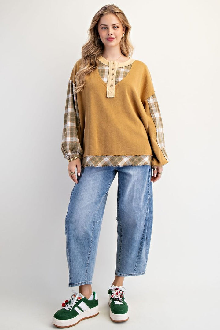 Martini Olive &amp; Plaid Top