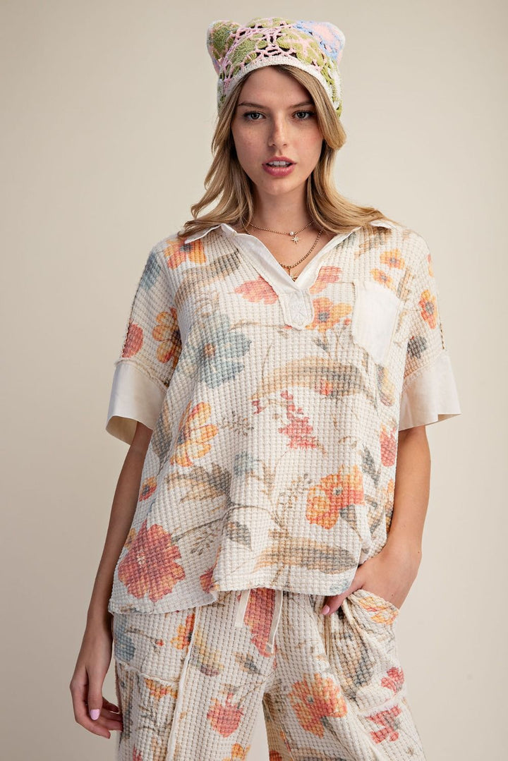 Flower Market Amber Waffle Top