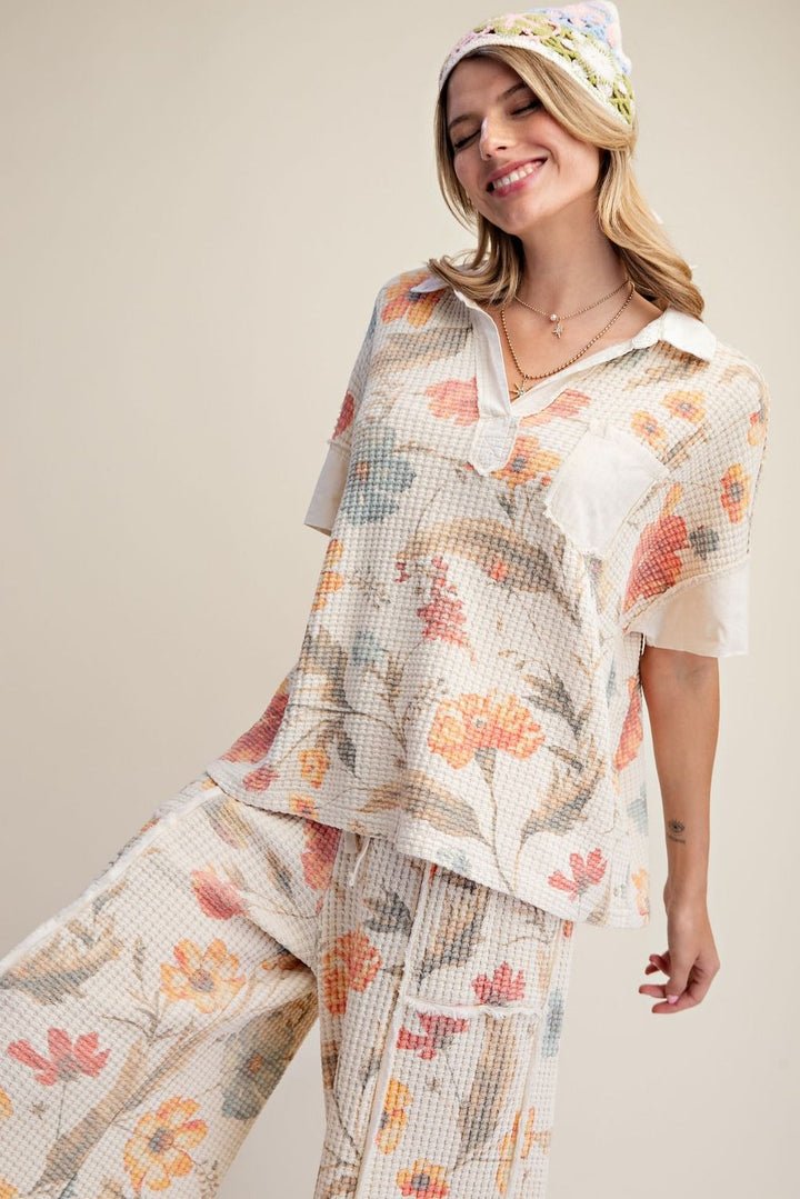 Flower Market Amber Waffle Top