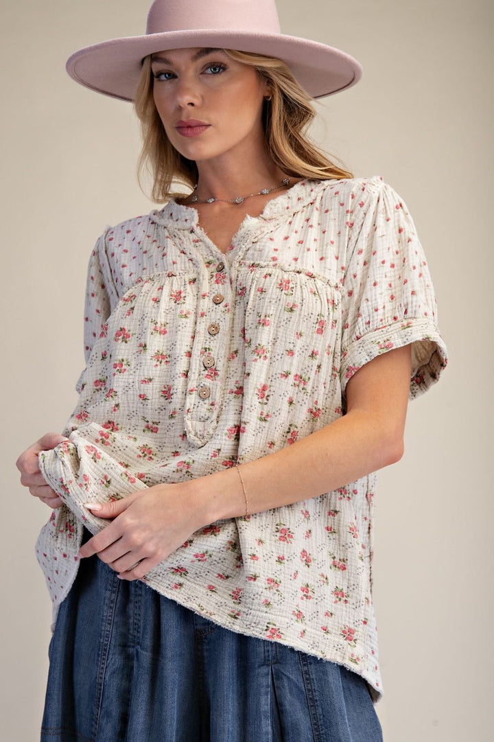 Rosebud Meadow Gauze Blouse