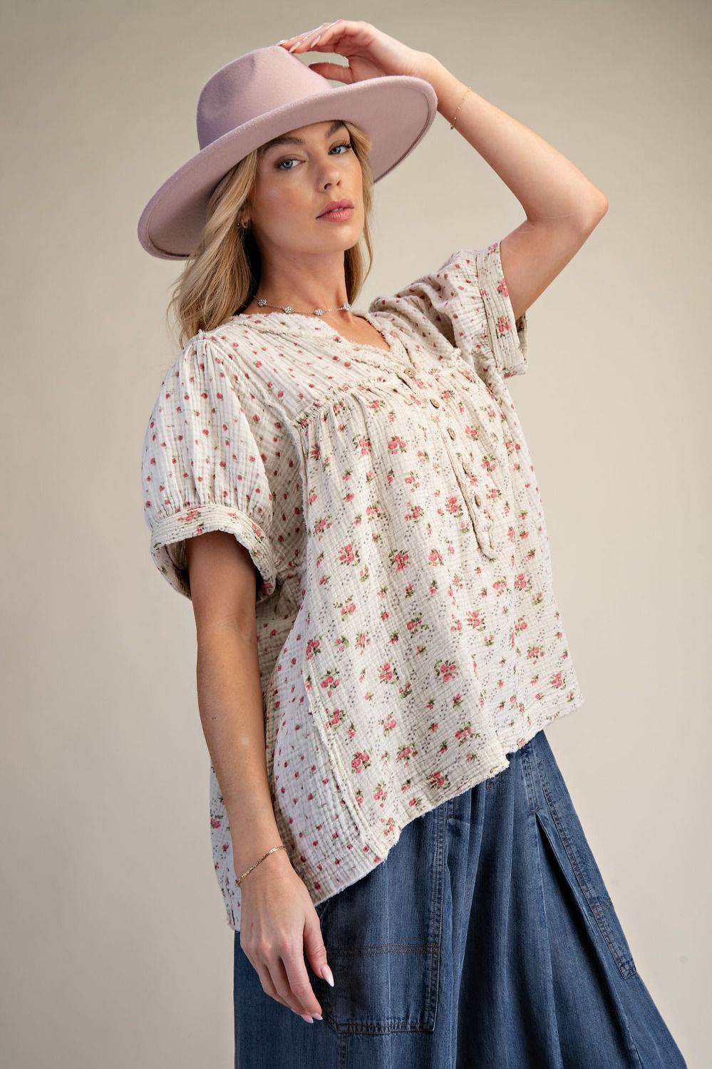 Rosebud Meadow Gauze Blouse
