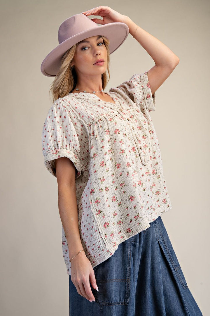 Rosebud Meadow Gauze Blouse
